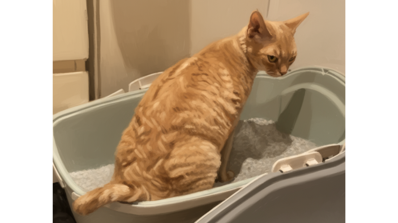 Kissa pissaa hiekkalaatikkoon